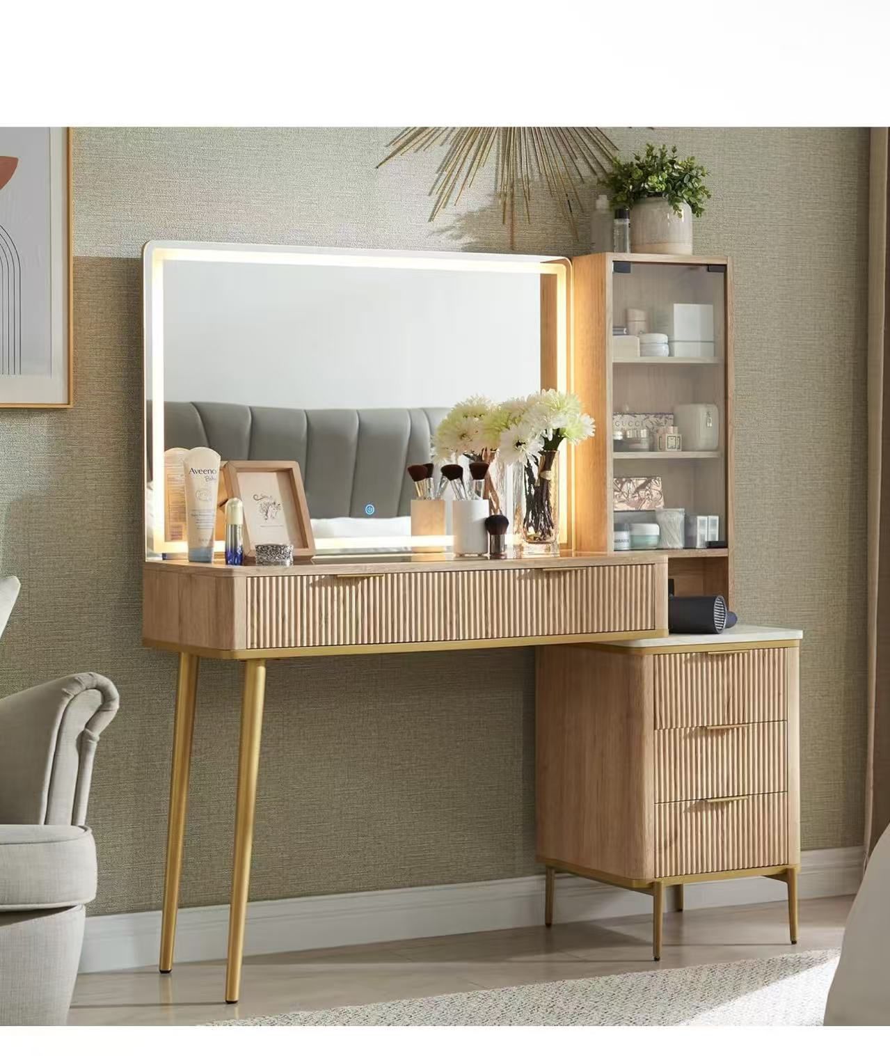 Fluted Makeup Vanity Desk