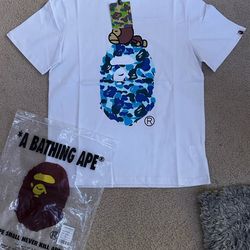 BAPE white + blue camo tee #streetwear #skater medium