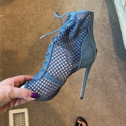 Denim Net Heels