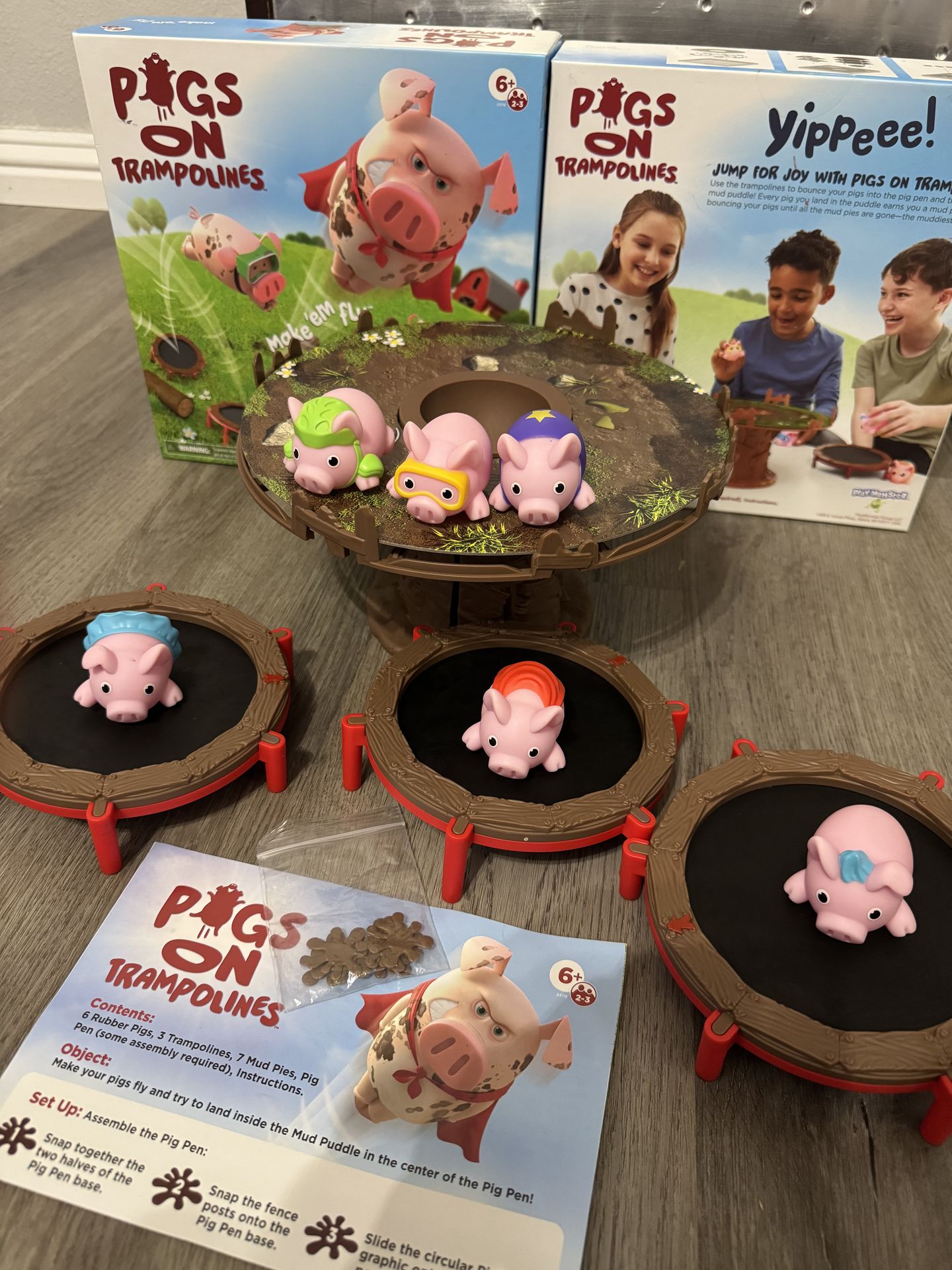 Pigs on the Trampoline - Fun Game, all pieces included
