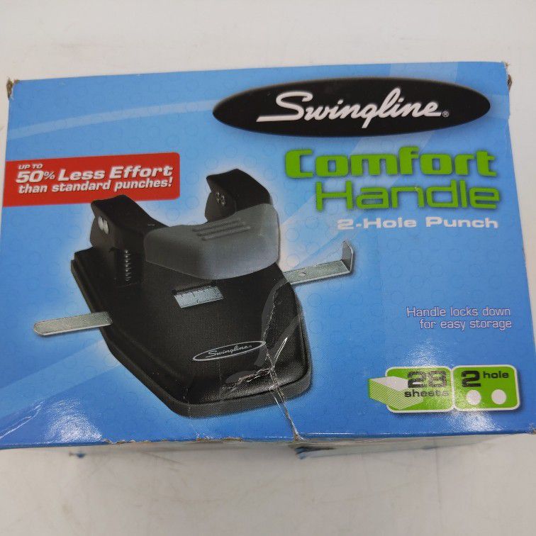 Swingline 2 Hole Punch, Comfort Handle Two Hole Puncher, 28 Sheet Punch Capacity, 50% Easier, Black (74050) - 72-8R5GGODS