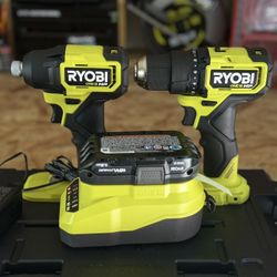 RYOBIONE+ HP 18V Brushless Cordless Compact 1/​2 in.​ Drill and Impact Driver Kit 