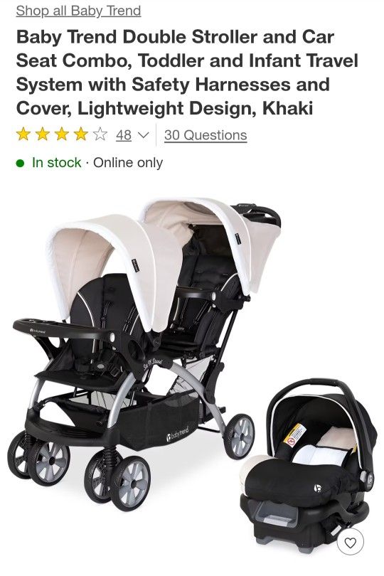Baby Trend Infant and toddler Double Stroller & Car Seat