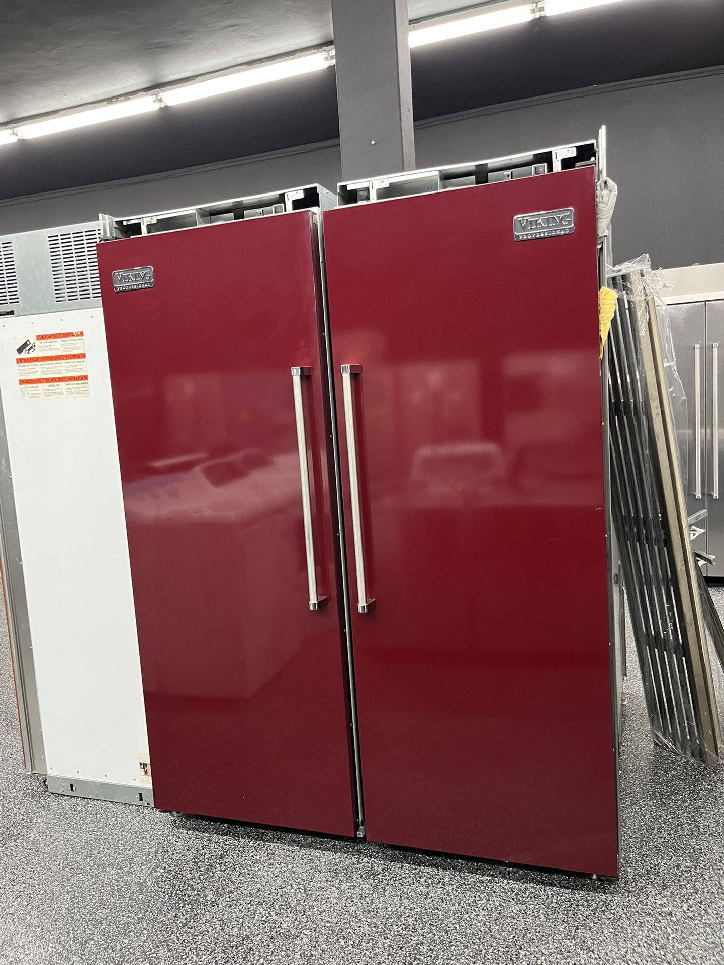Built In Viking Professional Red 60” Column Fridge & Freezer Set
