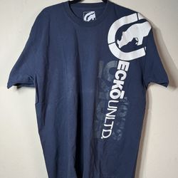 Y2K Ecko Unlimited 1972 Distressed Big Rhino Logo VTG Men’s Blue T Shirt Size L