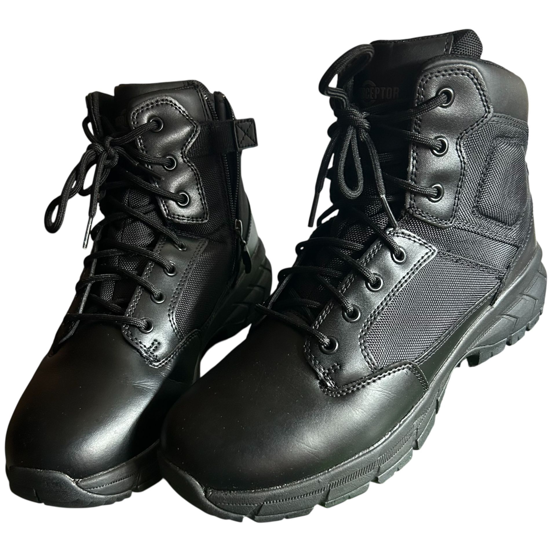 Interceptor Men's US 10.5 Zippered 6" Soft Toe Tactical Leather Boots Firefighter Police Guard Station Duty