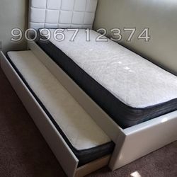 Twin Twin Size White Trundle W Ortho Mattress 