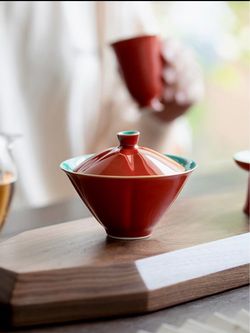 Red Ceramic Gaiwan with Lid