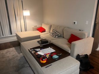 Living Spaces Sofa + Ottoman + Pillows