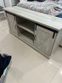 Farmhouse TV Stand with Sliding Barn Doors