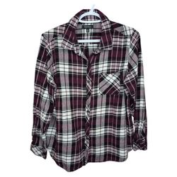 Well Worn Women's Flannel Shirt Soft Button Down Shirt Berry/Whit Plaid-MediumWell Worn Women's Flannel Shirt Soft Button Down Shirt Berry/White Plaid