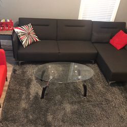 Modern Dark Gray Sleeper Sectional 