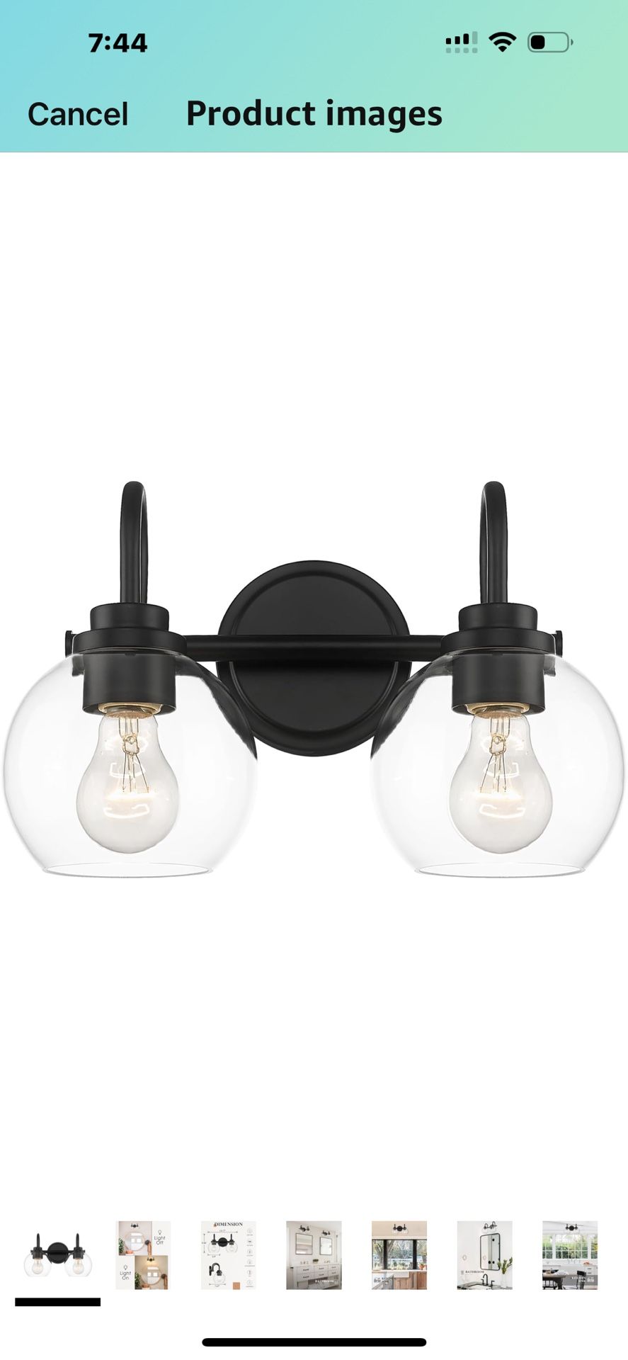New 2-Light 14.2” W Bathroom Vanity Light Over Mirror, Matte Black With Clear Glass Shade