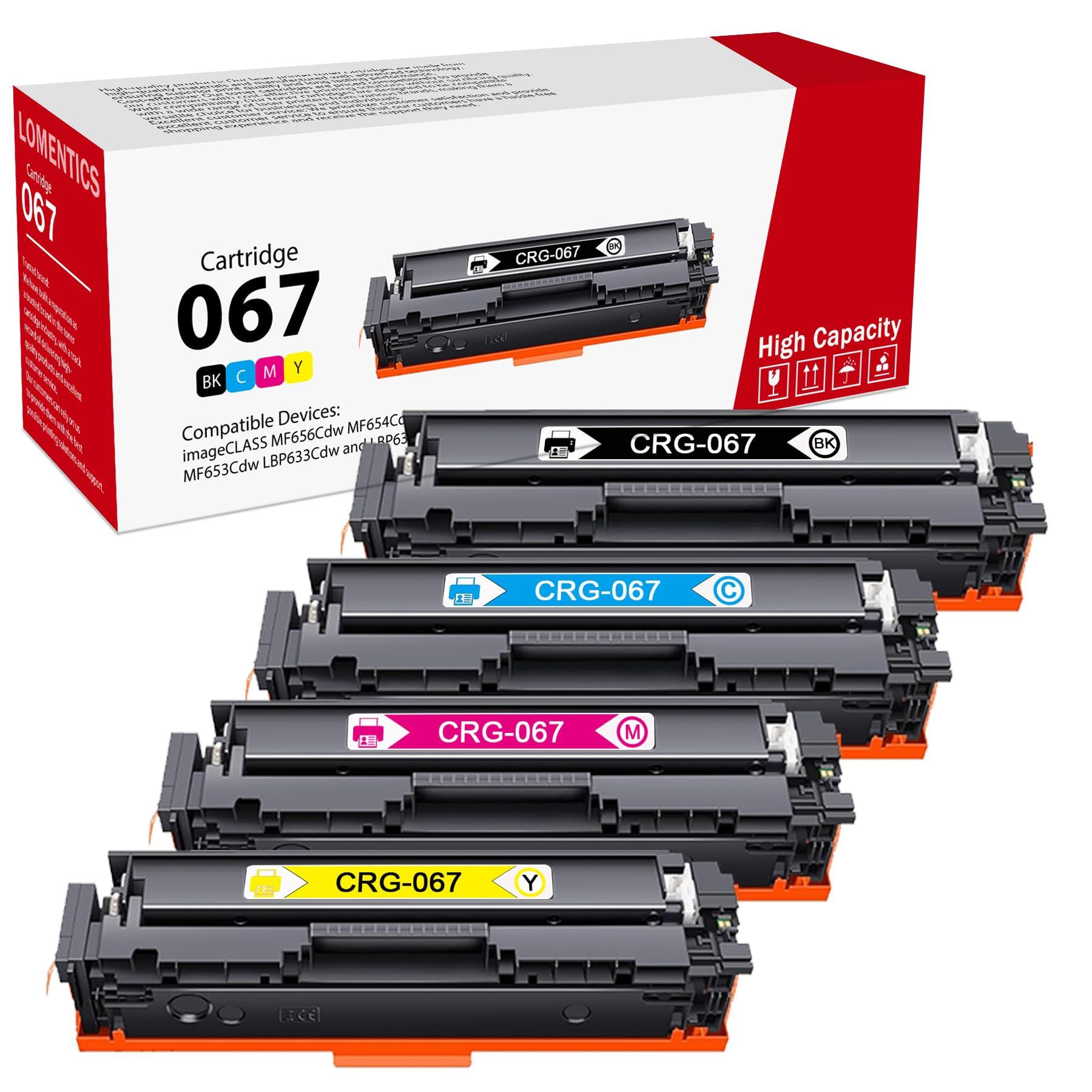 High Yield Toner Cartridge (Black Cyan Magenta Yellow, 4 Pack) for 067 067H 5102C001 5101C001 5100C001 5099C001 Toner for MF656Cdw MF654Cdw MF653Cdw L