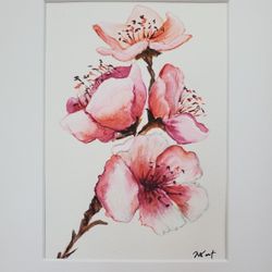 Tropical Hawaiian Hibiscus Flower" Framed Watercolor Painting