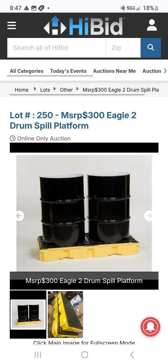 Eagle 2 Drum Spill Platform 1 Available New