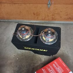 Two twelve inch extreme audio subwoofers in a kicker box