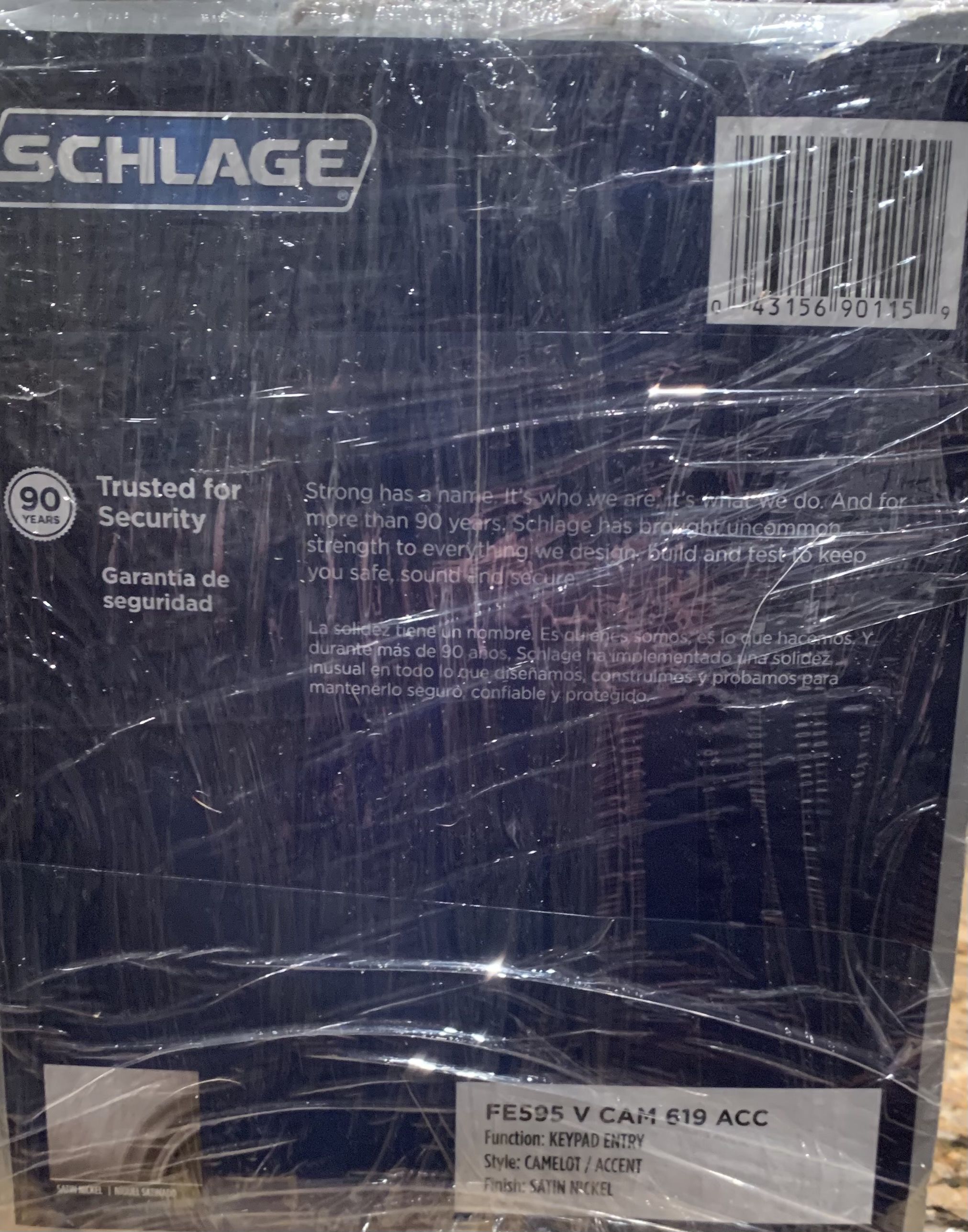 Schlage Camelot Nickel Electronic Handle Lighted Keypad Item #39844 Model FE595  CAM 619 ACC MSRP $150 for Sale in Pittsburgh, PA OfferUp