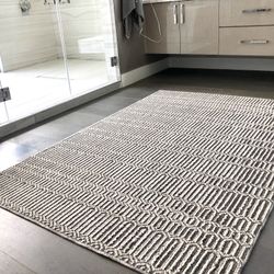8’x10’ Outdoor Indoor Knotted Modern Gray Rug 