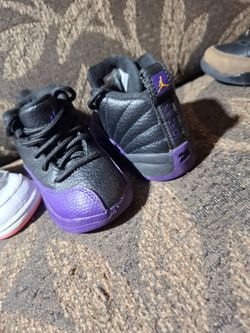 Air Jordan 12 Black Purple Toddler Sneakers