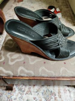 Michael KORS Woven Leather Wedge Heel Sandals