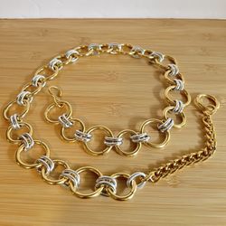 Vintage gold and silver inter linked rings belt
