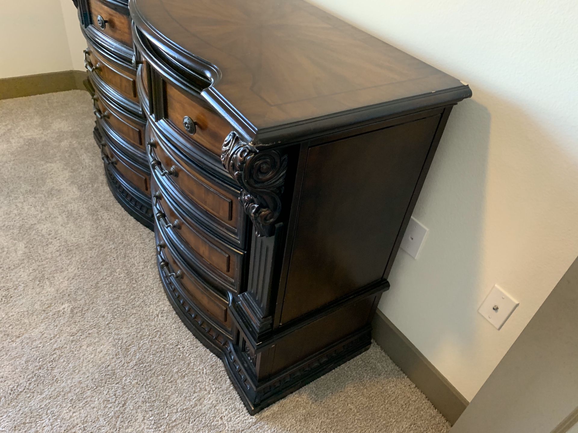 Dresser and sleigh bed frame (King)