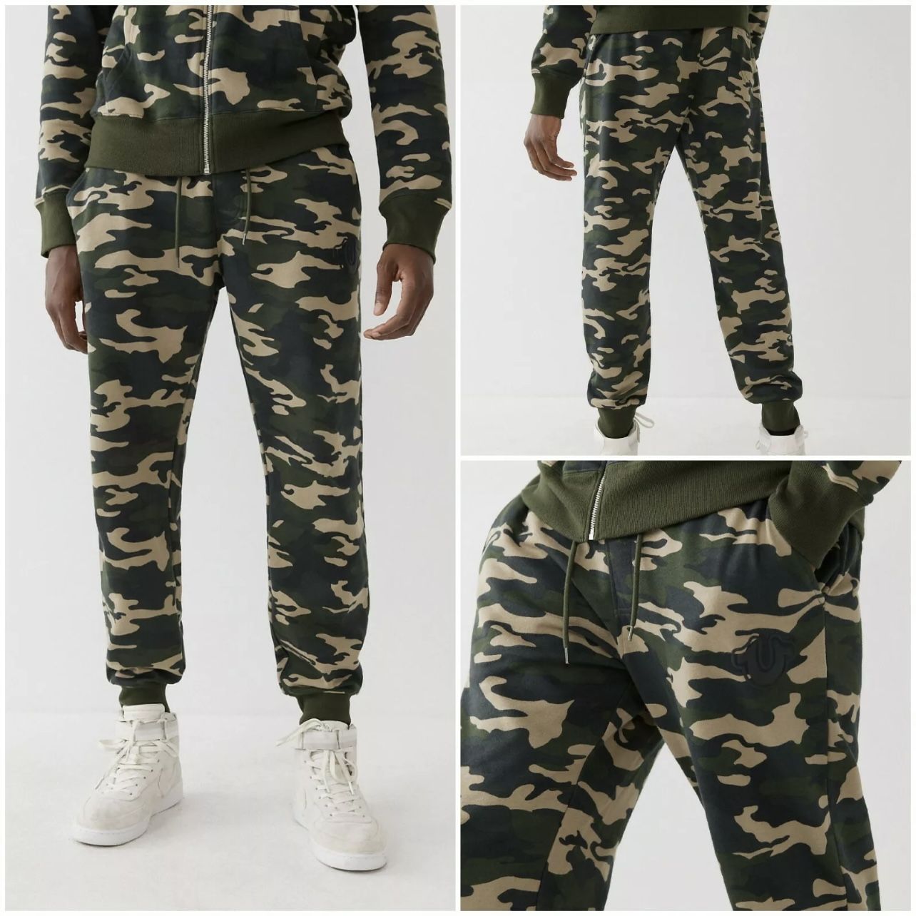 NEW True Religion Men Size M Camo Core Jogger Sweatpants Green MSRP $99
