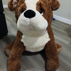 Giant Stuffed Brown And White Dog 