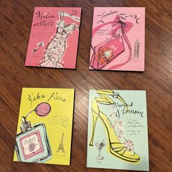 Vintage Wall Art 4 Piece Set- Colorful Bright Fashion City- 15.5” x 12” Each (originally paid $130)