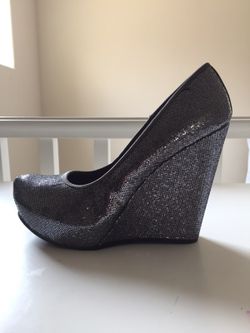 Dark Gray Glitter Wedges