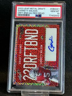 2022 Leaf Metal Draft 🔥 Garrett Wilson 🔥 Draft Bound Auto Red Mojo 1/2 PSA 10 💎 Mint Pop 1! - New York Jets