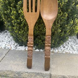 Large Wooden fork and spoon Wall Decor