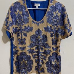Neiman Marcus x Target Tracy Reese blue and gold sequin top Size Small -$5