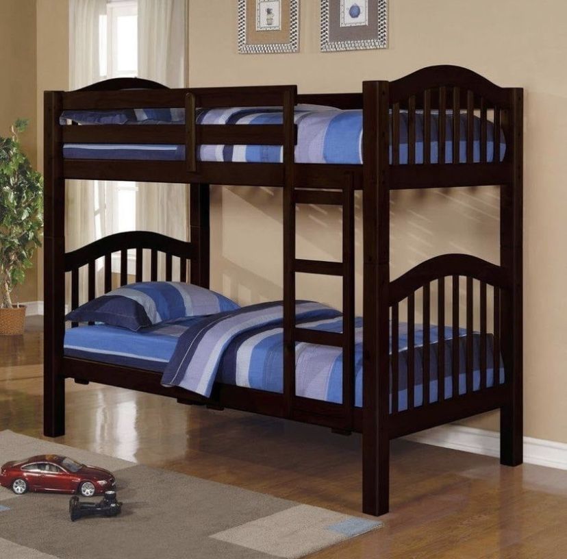 Brand New Espresso Twin/Twin Bunk Bed