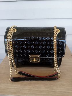 Invece black patent leather handbag purse Made In Italy