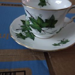 Royal Kent Ivy Teacup and Saucer Set / Vintage Teacups / Gifts For Tea Lovers / Fine Bone China

