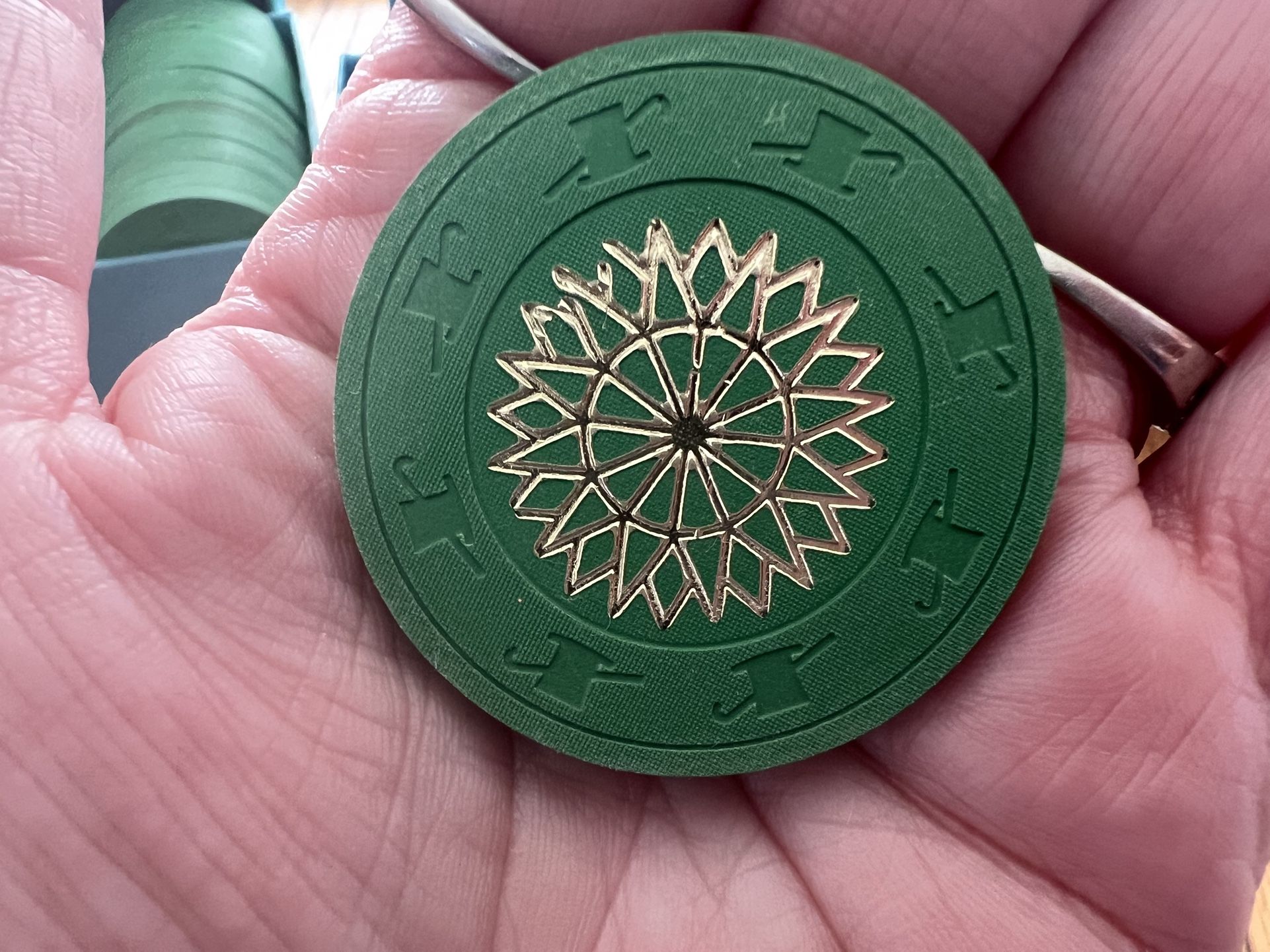 Poker Table And Vintage Clay Poker Chips 