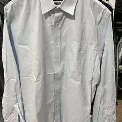 Nordstrom Men's Light Blue Cotton Dress Shirt 24” Trim Fit Long Sleeve Easy Care