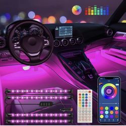 Interior Car Lights Accessories APP Control with Remote Music Sync Color Change RGB Under Dash Car Lighting with USB Charger 12V 2A Led Ligh