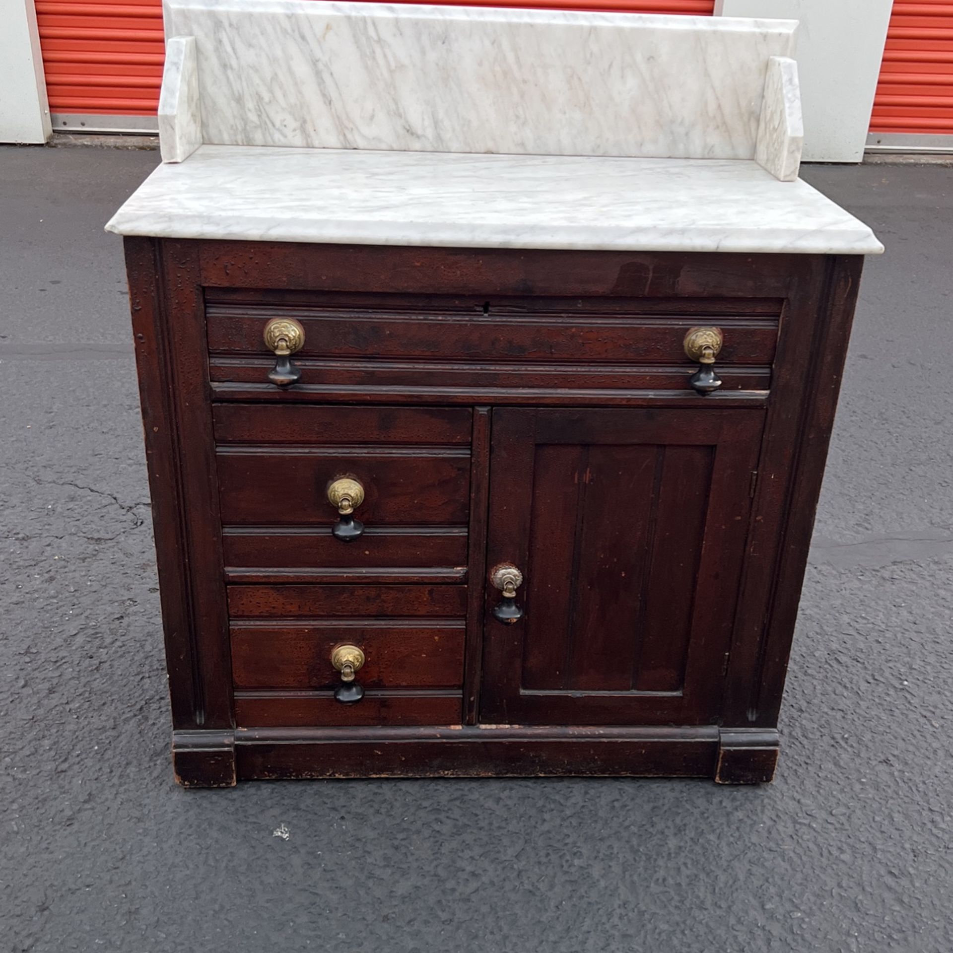 Nice Antique Cabinet With Marble Top  