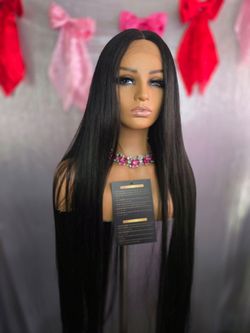 42" human hair BLEND  wig new T part HD lace front