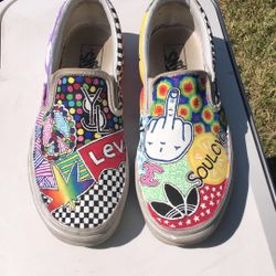 Hand Painted Old Vans Women’s Size 8.5