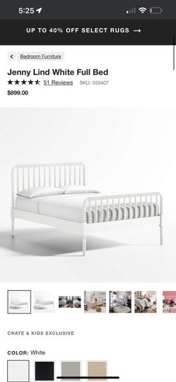 Crate And barrel full size Jenny Lind White bed 