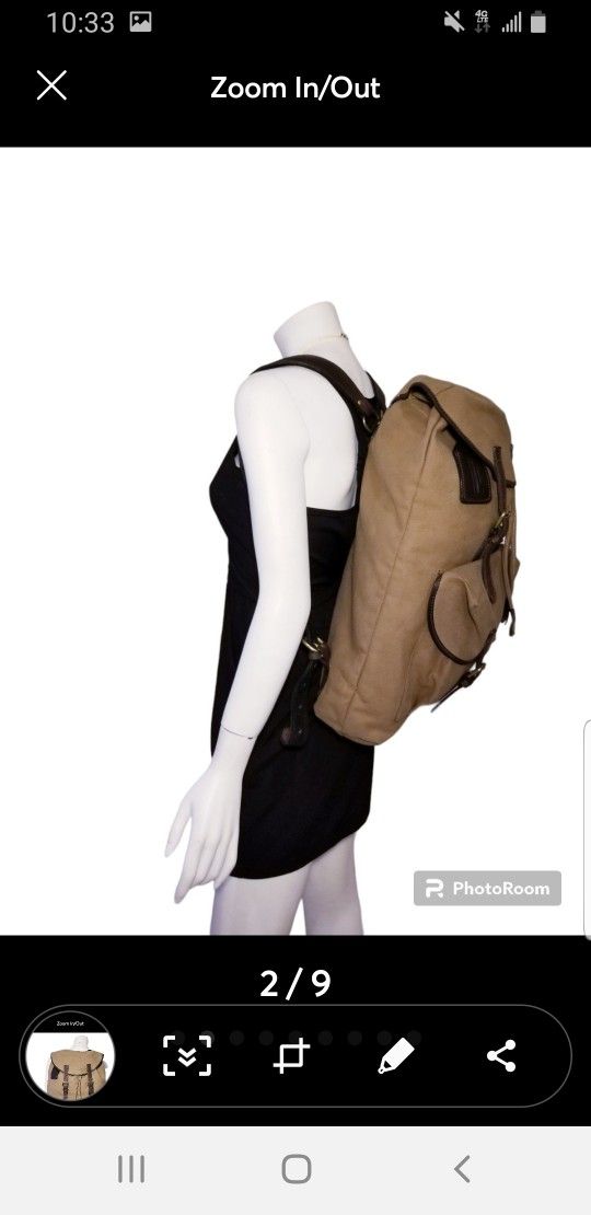 Sturdy The J.Peterman Company large rucksack backpack canvas leather man woma ** Price Is Firm**