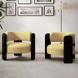 Mid Century Modern Accent Chair for Living Room Chenille Cozy Armchair Set of 2
