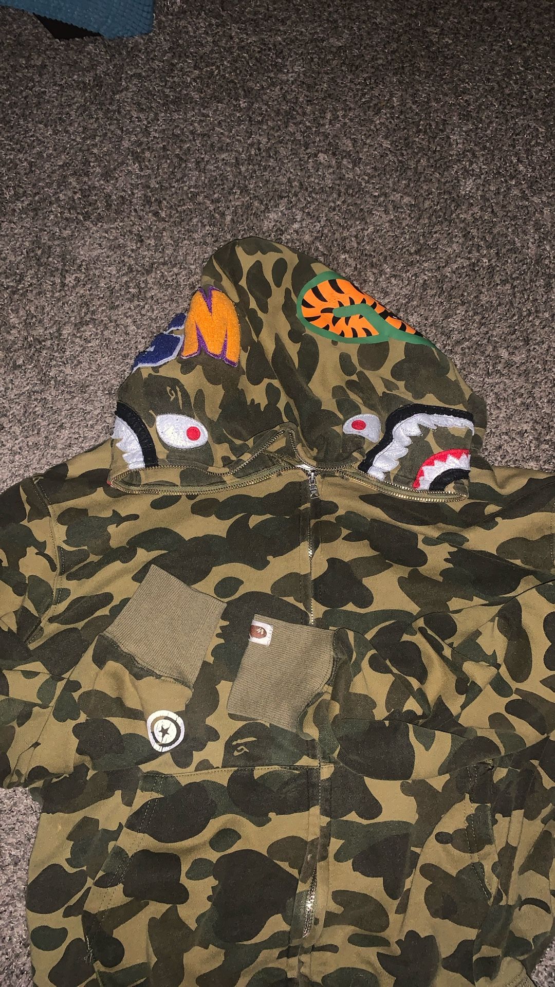 Bape Full Zip Camo Shark Hoodie