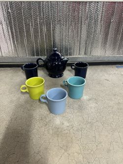 Fiesta Tea Pot And Cups
