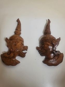 1ft vintage wooden statues