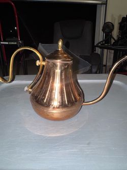 Copper and Brass Gooseneck Tea Kettle